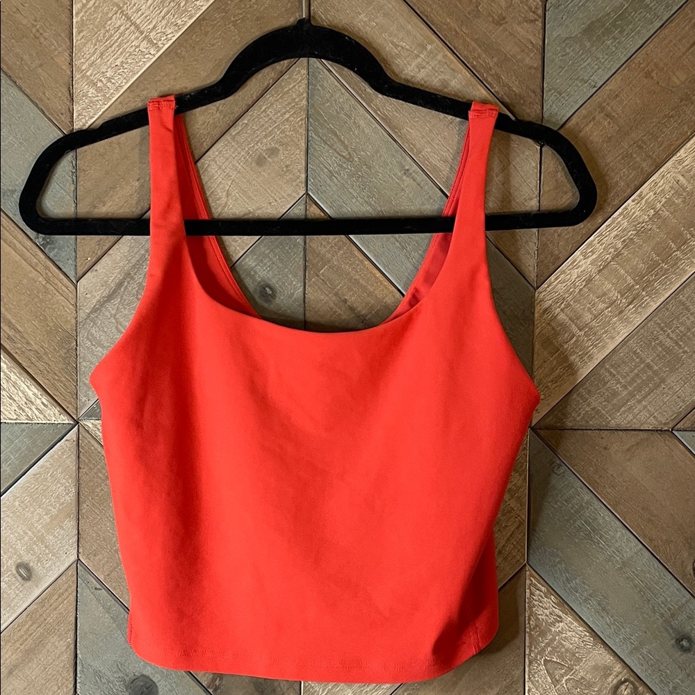 Bold Red High-Waisted Leggings with Matching Sports Bra Tank, size L - Picture 7 of 11